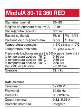 Pompa de circulatie electronica de inalta eficienta pentru instalatii de incalzire, Biral model ModulA 80-12 360 RED, echipata cu izolatie [4]
