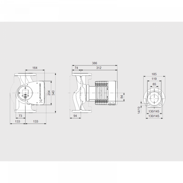 Pompa de circulatie electronica 763 W, 49 m³/h, 340 mm, flansa DN65, Grundfos model MAGNA3 65-120 F [3]