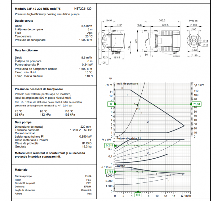 Pompa de circulatie electronica de inalta eficienta pentru instalatii de incalzire, Biral model ModulA 32F-12 220 RED, echipata cu izolatie [4]