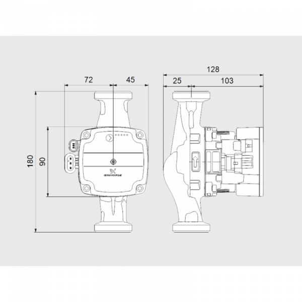 Pompa de circulatie pentru sisteme solare, 60 W, 3.15 m³/h, 180 mm., Grundfos Alpha Solar 25-145 [2]