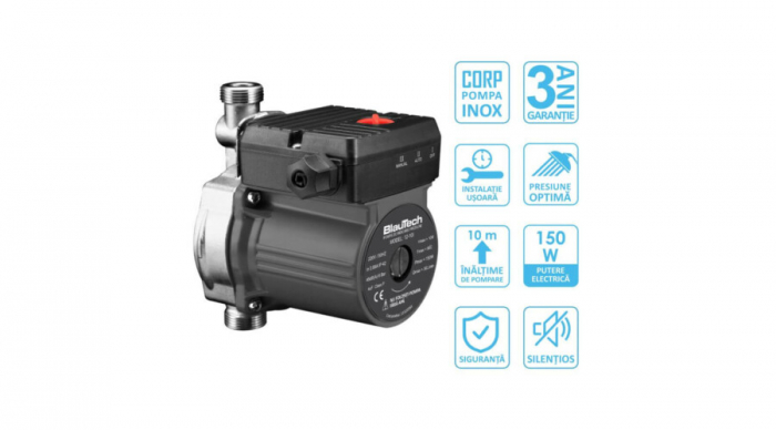 Pompa ridicare presiune panouri solare nepresurizate, corp din inox, Blautech [2]