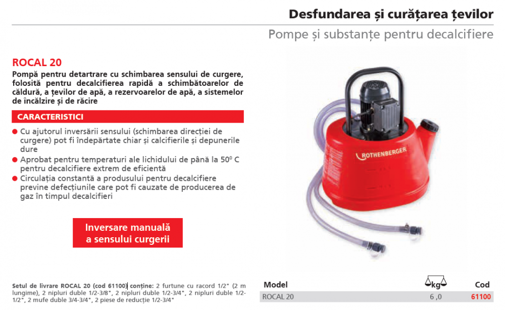 Pompa detartrare ROCAL 20 Rothenberger, capacitate maxima 300 l, cod 61100 [2]