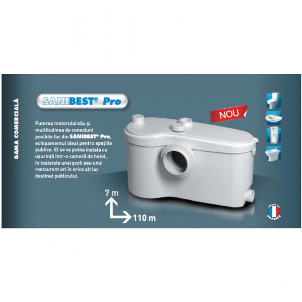 Macerator - sistem de tocare si pompare ape uzate SFA model SANIBEST PRO 1100W, 7m vertical / 110 m orizontal [2]