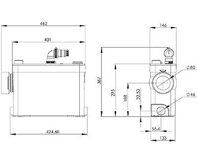 Macerator - sistem de tocare si pompare ape uzate SFA model SANIPACK 400W, 5m vertical / 50 m orizontal [4]