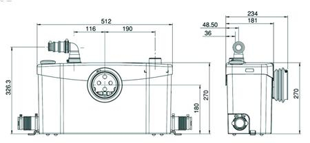 Macerator - sistem de tocare si pompare ape uzate SFA model SANIPLUS Silence 400W, 5m vertical / 100 m orizontal [4]