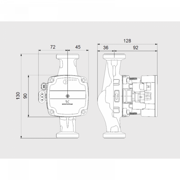 Pompa de circulatie pentru sisteme solare, 45 W, 3.4 m³/h, 130 mm., Grundfos Alpha Solar 15-75 [2]