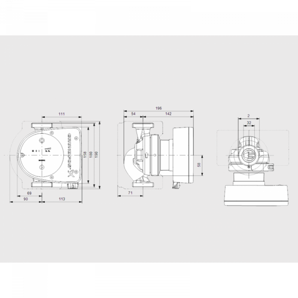 Pompa recirculare, 151 W, 10,2 m³/h, 180 mm., Grundfos MAGNA1 32-80 [2]