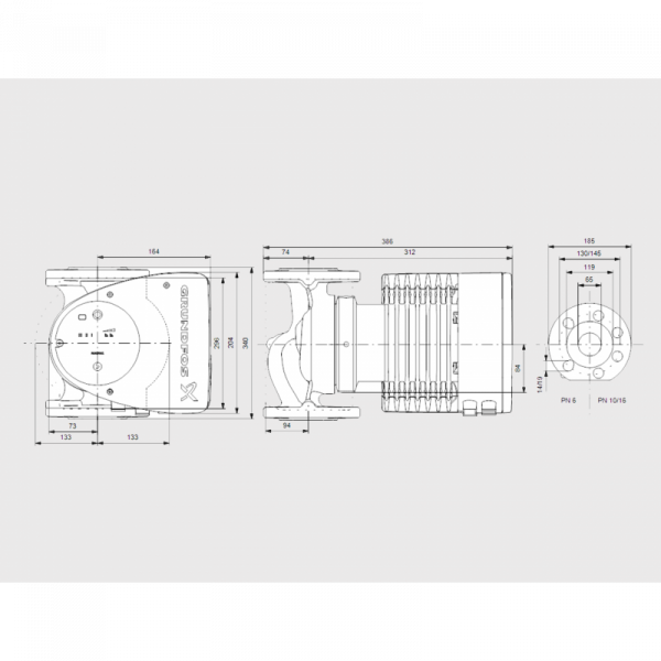 Pompa recirculare, 774 W, 47,5 m³/h, flansa DN65, 340 mm., Grundfos MAGNA1 65-120 F [2]