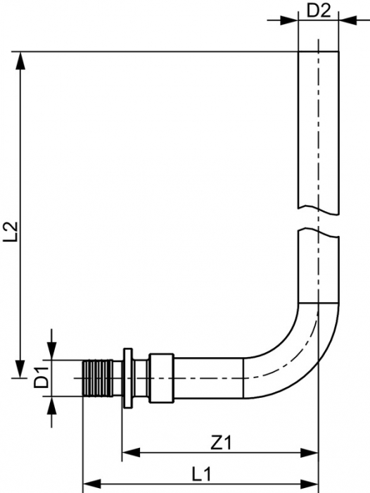 Tija TECEflex de racordare in L la radiator Ø16 x Ø15 mm, 300 mm [2]