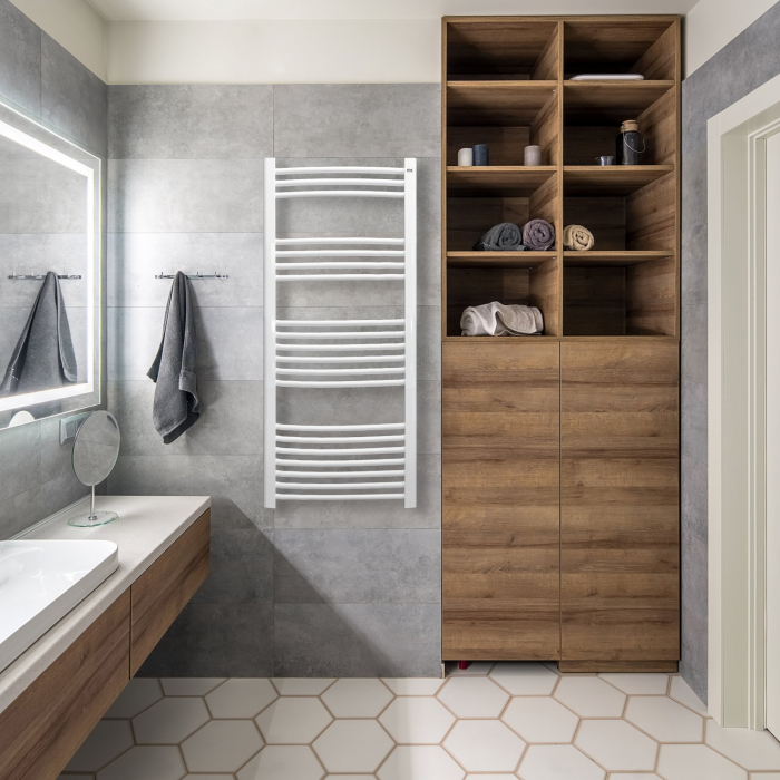 Radiator baie portprosop curbat, Ferroli Atena 600/1500 Alb [2]