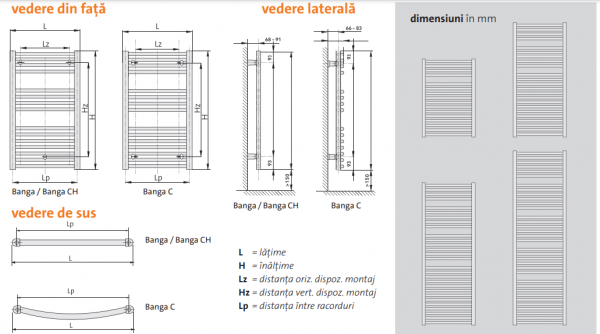 Radiator de baie drept, cromat, L=600 x H=1222, Purmo Banga CH [3]