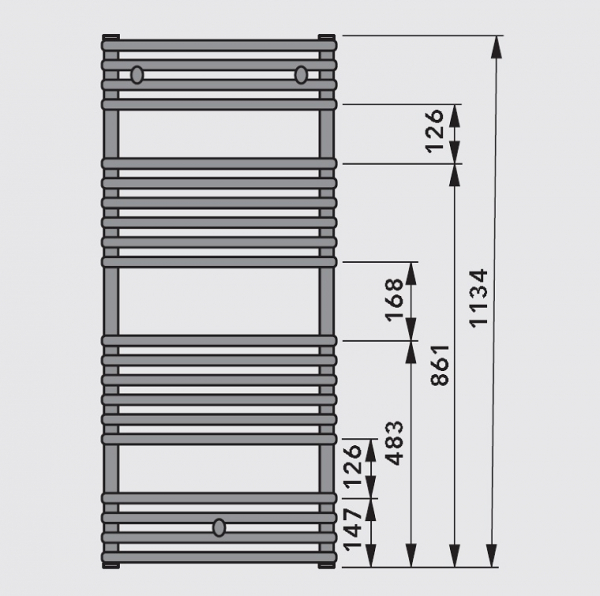 Radiator de baie drept, H=1134 x L=500, alb, Vogel&Noot Della [4]