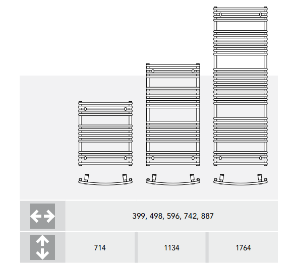 Radiator de baie curbat, H=1134 x L=399, alb, Vogel&Noot Della Wave [3]