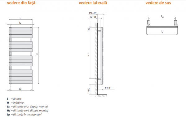 Radiator de baie, alb, L=500 x H=1650, Purmo Muna [5]