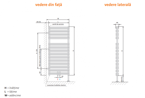 Radiator decorativ, alb, L=600 x H=1754, Purmo Mauritius [2]