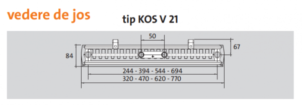 Radiator decorativ vertical, alb, tip 21, L=450 x H=2100, Purmo Kos V [5]