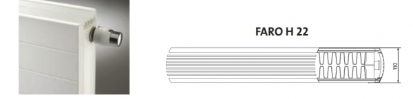 Radiator decorativ orizontal, alb, tip 22, L=1200 x H=400, Purmo Faro H [4]