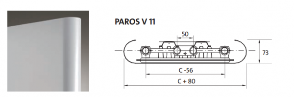 Radiator decorativ vertical, alb, tip 11, L=830 x H=2100, Purmo Paros V [4]