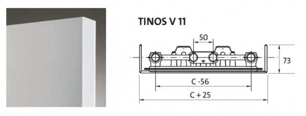Radiator decorativ vertical, alb, tip 11, L=325 x H=1800, Purmo Tinos V [5]