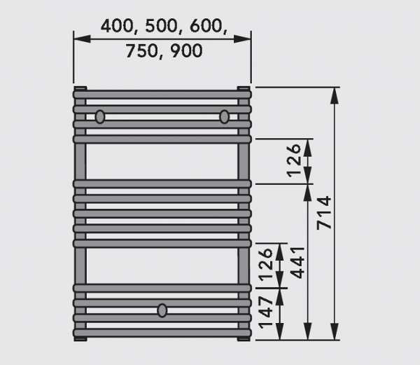 Radiator de baie drept, H=714 x L=900, alb, Vogel&Noot Della [4]