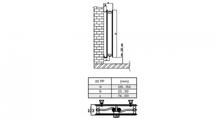 Radiator din otel vertical, alb, tip 20, L=600 x H=1800, EURAD-PLUS [3]
