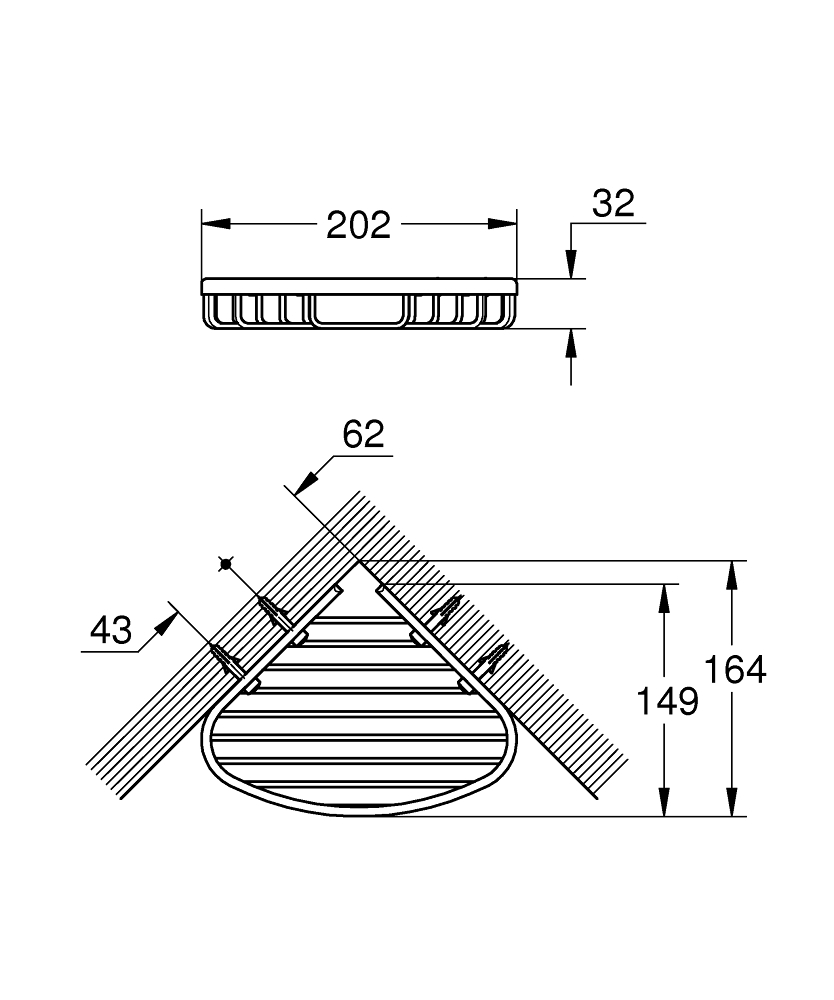 Raft de colt Grohe BauCosmopolitan 200 mm, fixare ascunsa, crom [2]