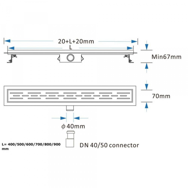 Rigola din inox 70 cm MODERN Ermetiq VEN-S707B [3]