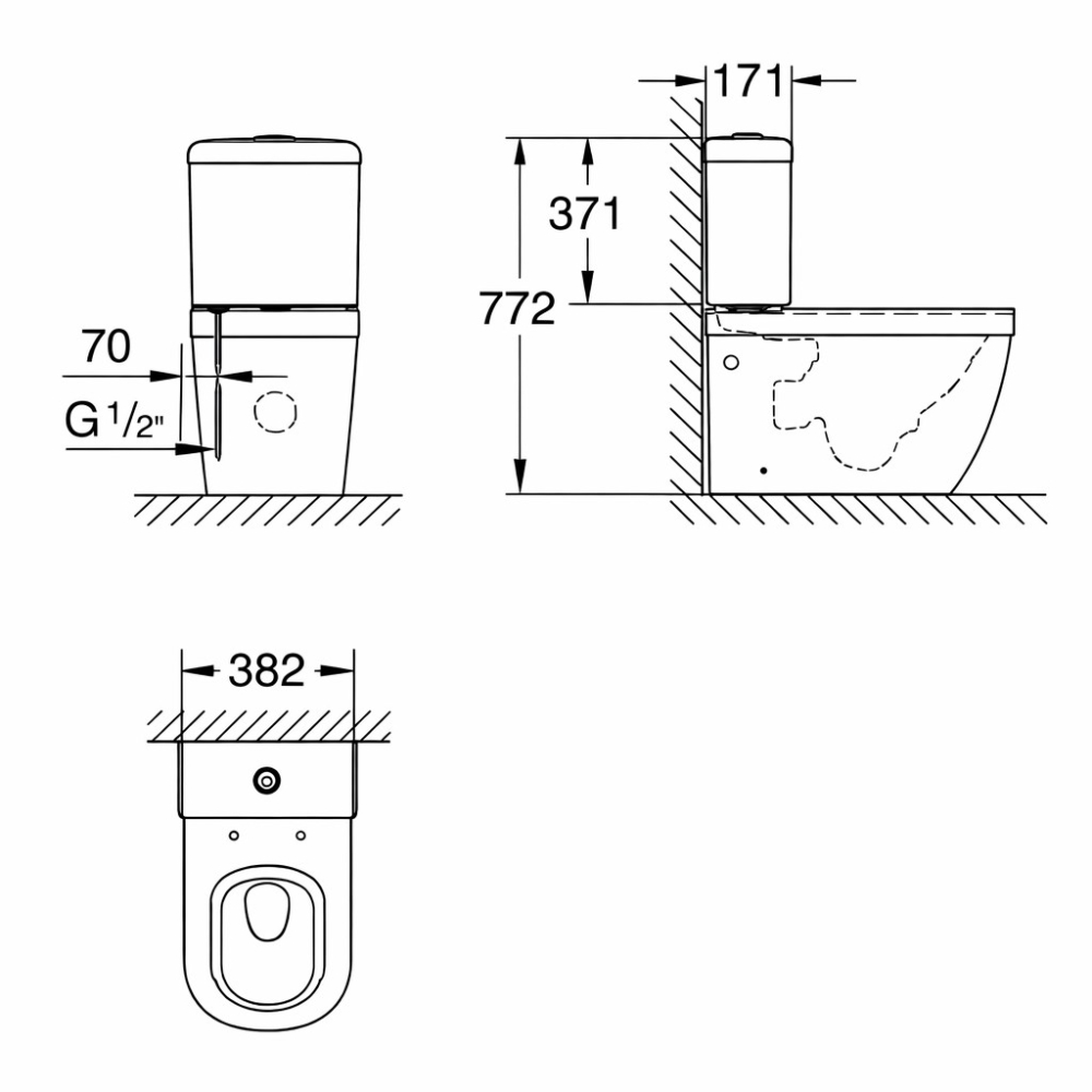 Rezervor aparent, alimentare in partea de jos Grohe Euro Ceramic [2]