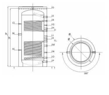 Rezervor de acumulare puffer, Sunsystem 300 litri, model PR2/300 IZ, cu doua serpentine si cu izolatie [4]