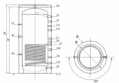 Rezervor de acumulare puffer vertical Sunsystem 300 litri, model PR/300 IZ, cu o serpentina, izolatie, Pmax 3 bar [3]
