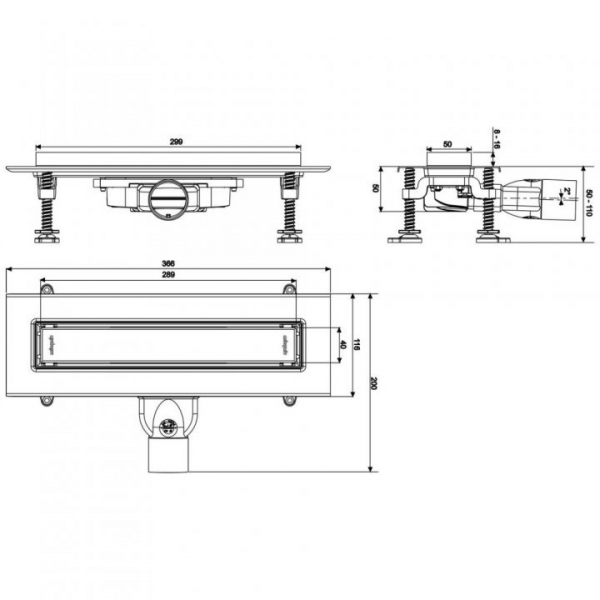 Rigola dus, inaltime 5 cm, 50 cm lungime, Wirquin Venisio Slim [3]