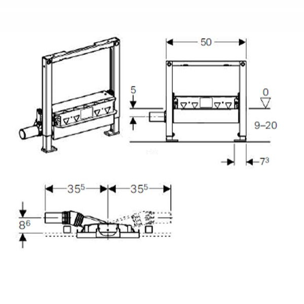 Rigola dus, cu rama de montaj, inaltime 50 cm, Geberit Duofix [2]