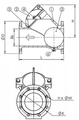 Robinet de retinere cu bila flansat, DN65, TECOFI CBL4240 [2]