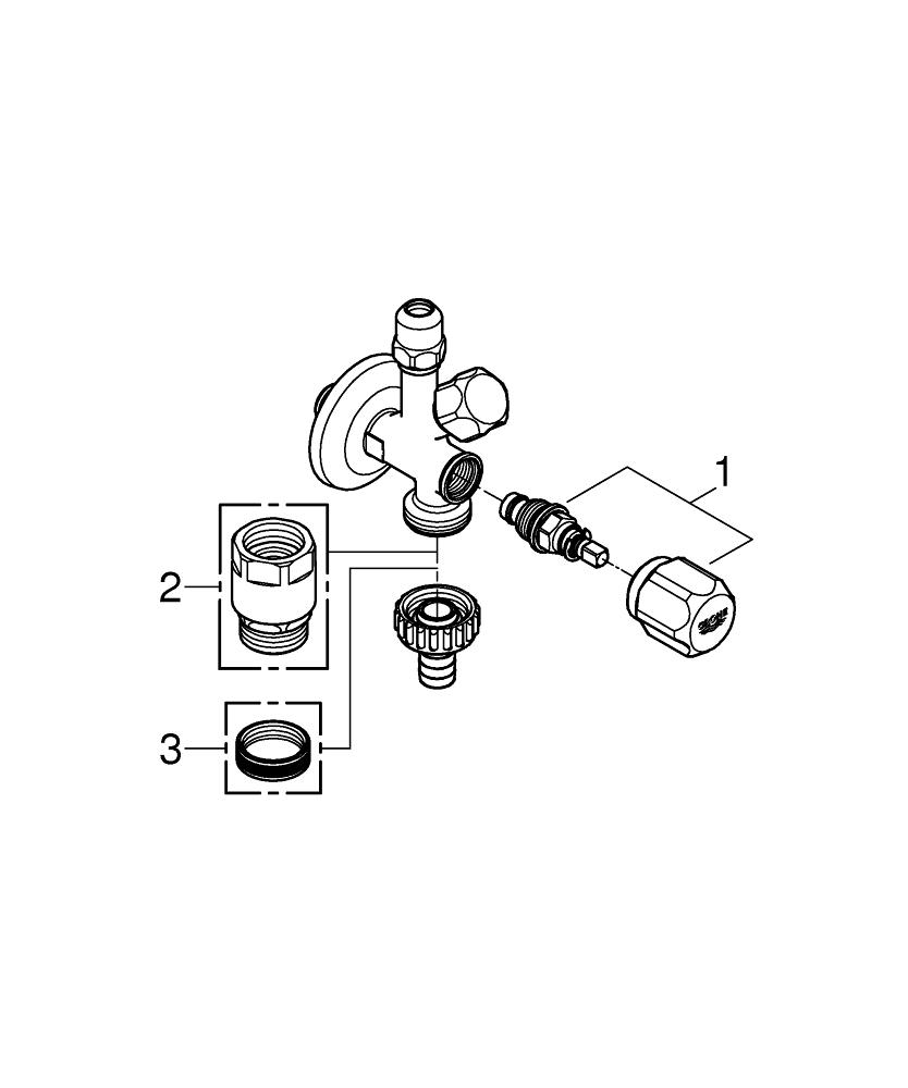 Robinet coltar Grohe 1/2" x 3/8 x 3/4, 2 iesiri, robinet individual pt fiecare iesire, crom [3]