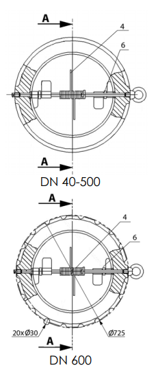 Robinet de retinere cu dublu disc, DN300, Tecofi CB3448 [3]