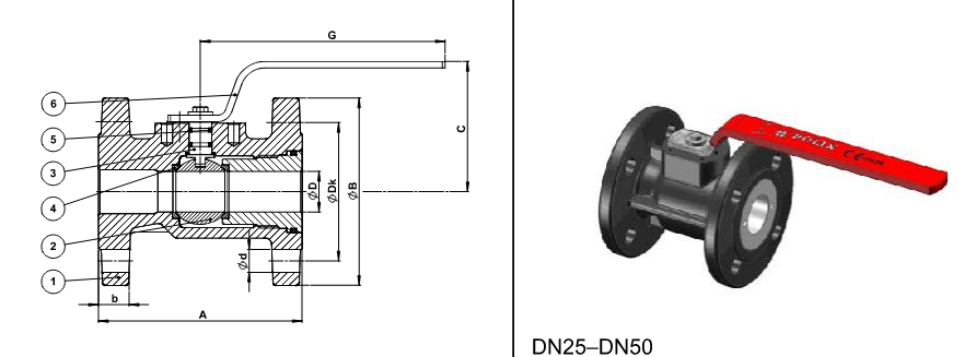 Robinet din fonta cu bila Polix PN16 DN50 [2]