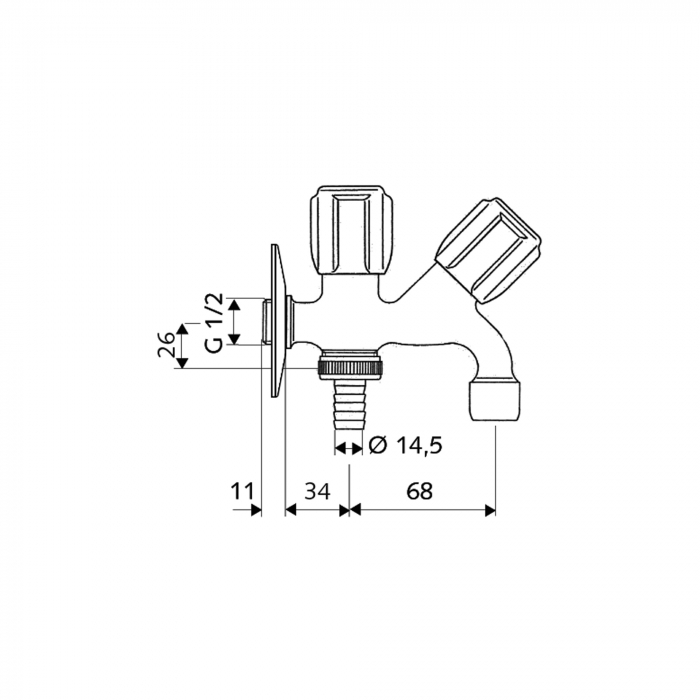 Robinet dublu de serviciu combinat, 1/2", Schell [2]