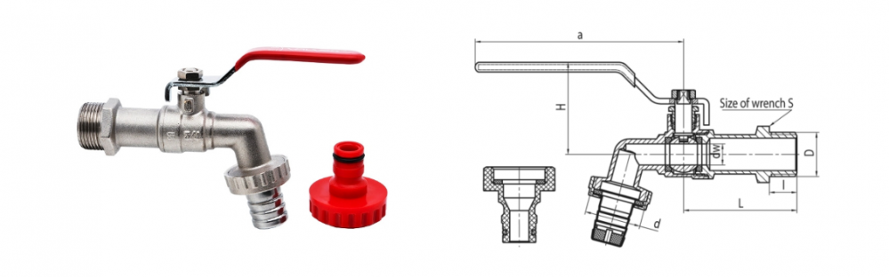 Robinet sferic dublu serviciu nichelat, cu maneta de aluminiu Valvex Oligo D 1/2" [2]