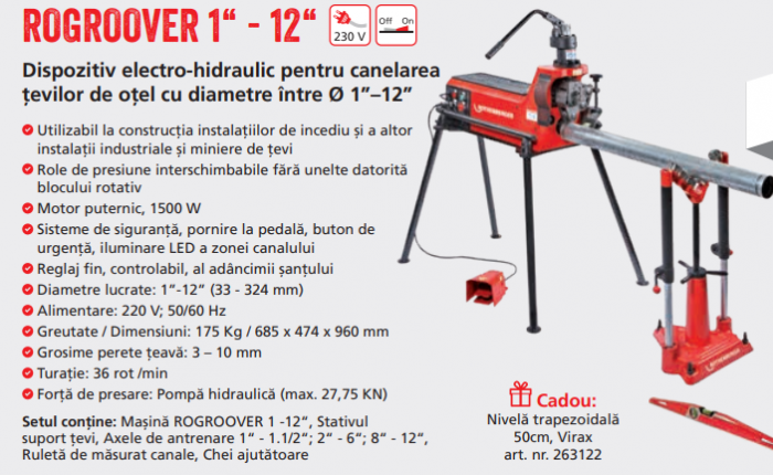 Masina electro-hidraulica de canelat tevi ROTHENBERGER ROGROOVER 1 - 12", cod 1500001351 [4]