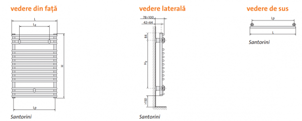 Radiator de baie drept, alb, L=750 x H=1764, Purmo Santorini [3]