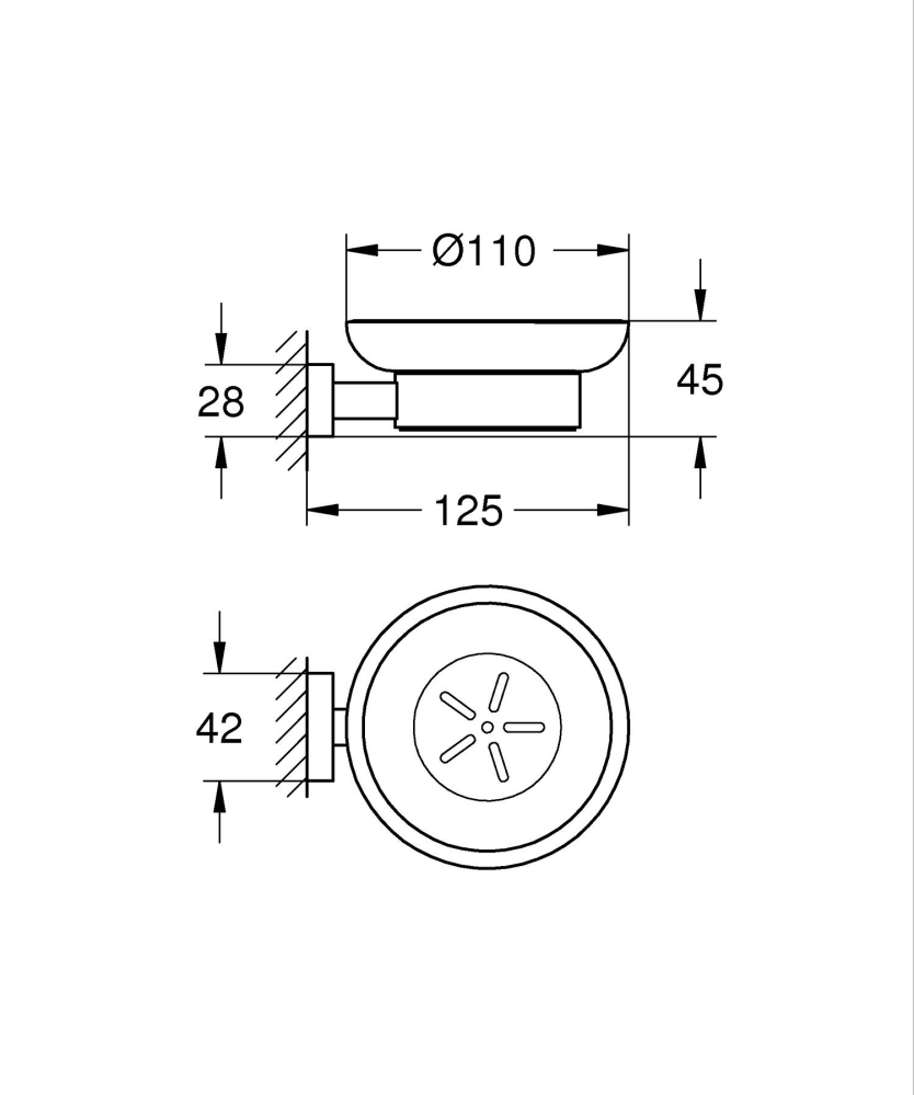 Savoniera Grohe Start, sticla satinata, diametru 110 mm x 59 mm, fara suport, compatibil cu 41193 si 41096, sticla, transparent [4]
