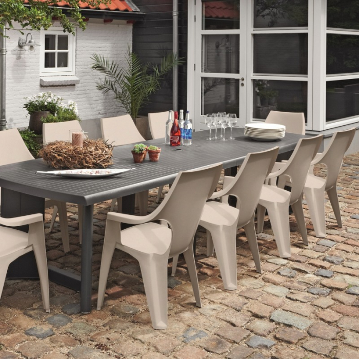 Scaun din plastic, cappuccino, cu spatar scund, Keter Dante [5]