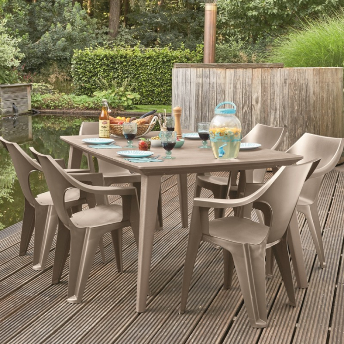 Scaun din plastic, cappuccino, cu spatar scund, Keter Dante [3]