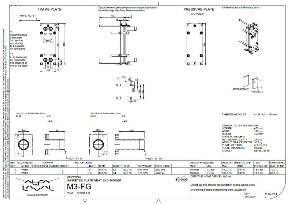Schimbator de caldura cu placi ALFA LAVAL M3-FG 21 PLACI - 100 kW [3]