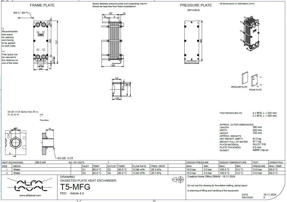 Schimbator de caldura cu placi ALFA LAVAL T5-MFG 23PL - 290 kW [3]