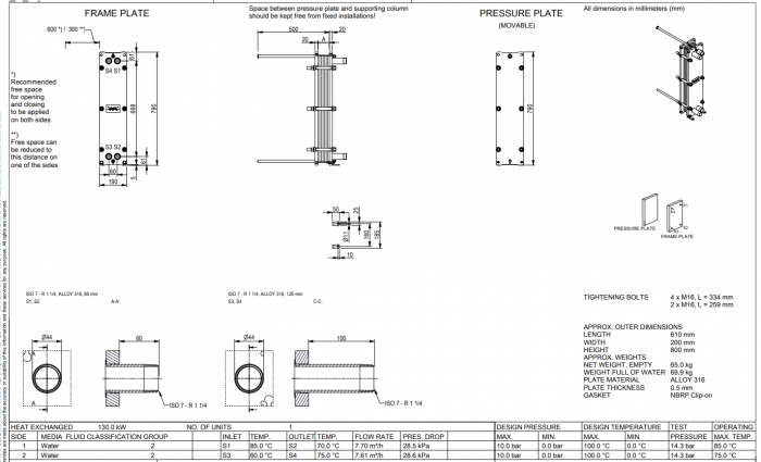 Schimbator de caldura in placi, marca ALFA-LAVAL, model - TL3-PFG, 23 plates, ALLOY 316 - 130 kW [3]
