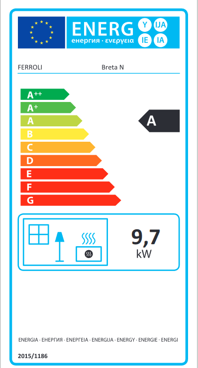 Semineu pe combustibil solid Ferroli, focar placat cu samota si gratar din fonta, model Breta N 9 kw [2]