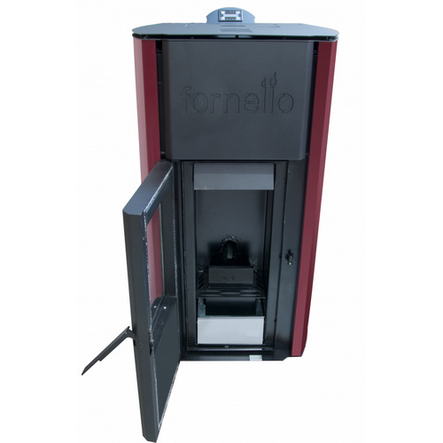 Termosemineu pe peleti Fornello model Royal 25 kw, visiniu, tiraj fortat, complet echipat, telecomanda, automatizare [2]