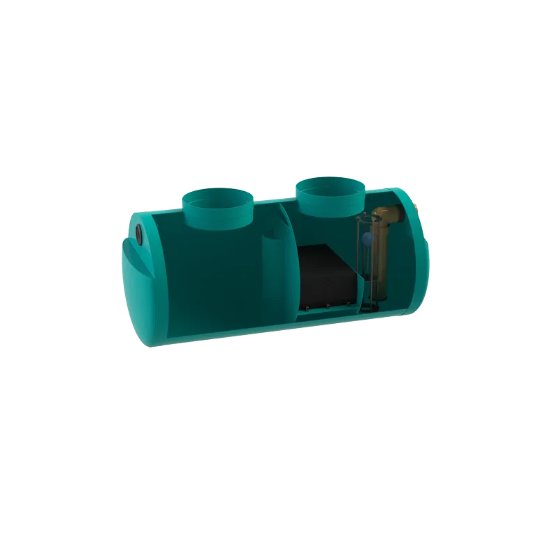 Separator hidrocarburi orizontal GRP OilBase OBH1-25LS D.1600 L.3200 Voil=1.25mc; Vtn=2.5mc IN/OUT Ø250 - Vodaland gama Clean [1]