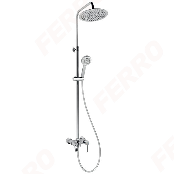 Set 2 in 1 Ferro Fiesta: baterie perete cada/dus cu set bara dus cu suport culisant, dus fix si para dus mobila, crom [1]